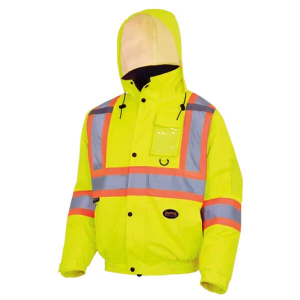 TMG - Hi-Vis Winter Safety Bomber - 100% Waterproof - Detachable Hood - Thumbnail