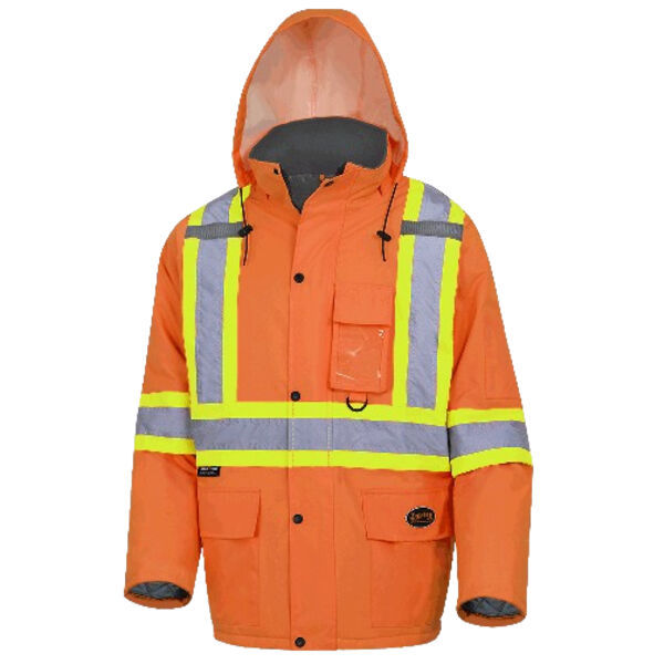 Hi-Viz Orange 100% Waterproof Winter Quilted Safety PARKA - 5030 Thumbnail