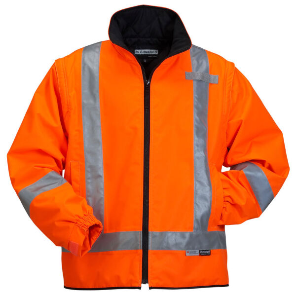 Embroidered Hi-Viz 2-In-1 Thermal Jacket with Detachable Sleeves - 5804  Thumbnail